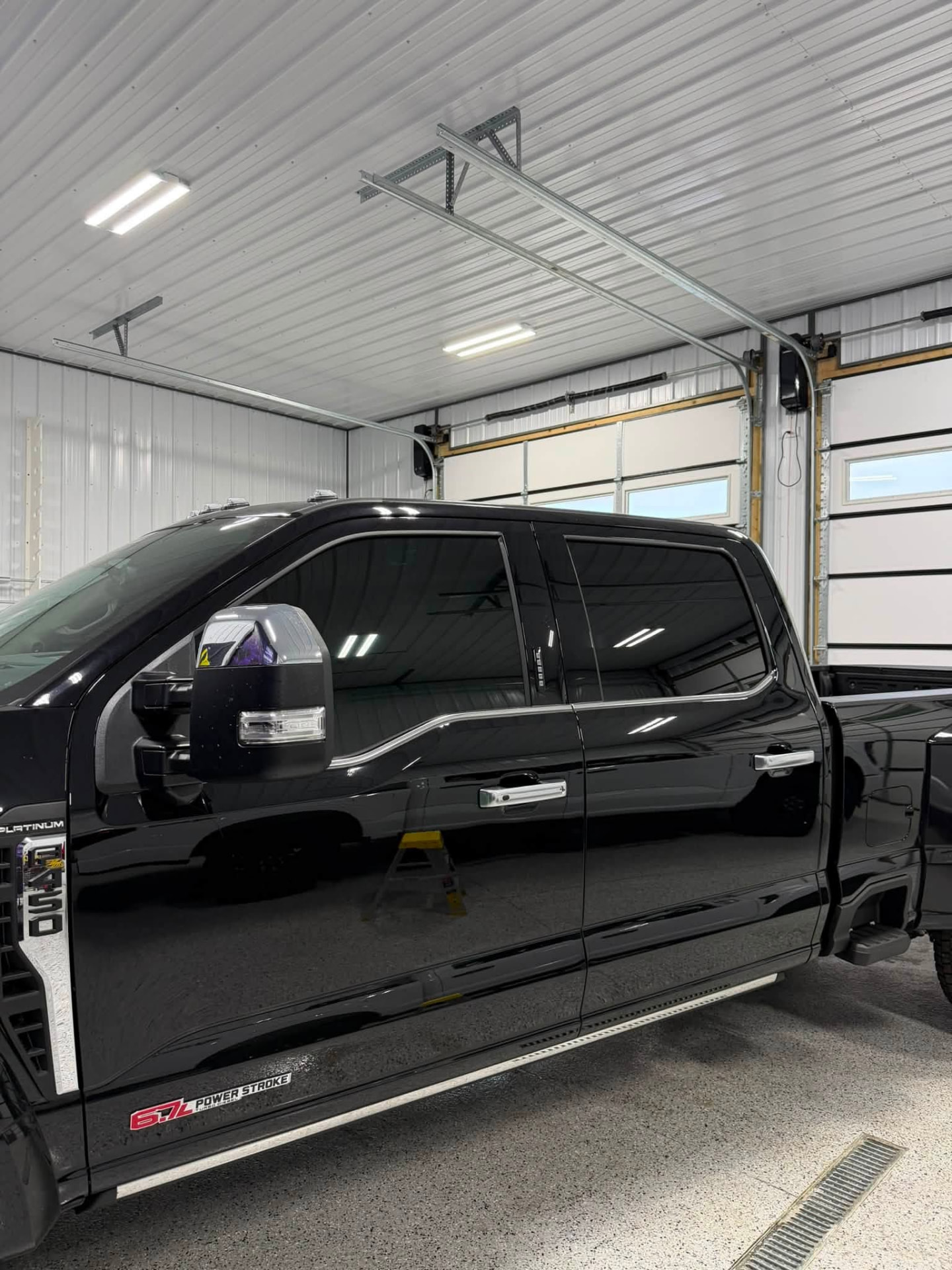 Black Ford F-450 Super Duty pickup truck with 5% ceramic window tint installed by Venom Films in Felton, Delaware
