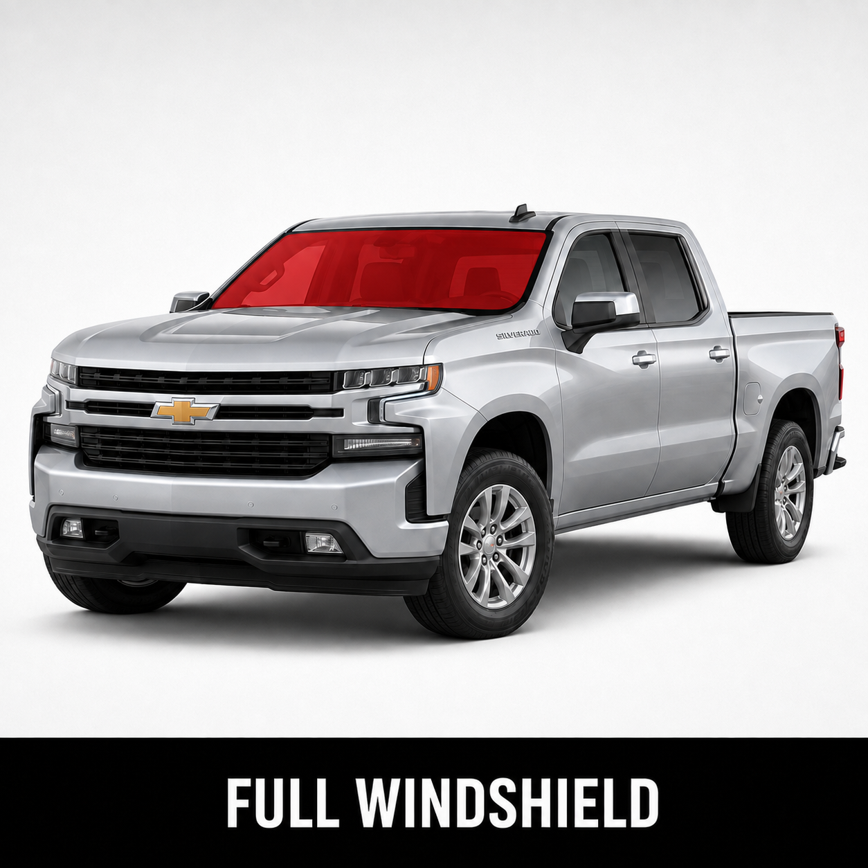Truck diagram highlighting the full windshield for tinting